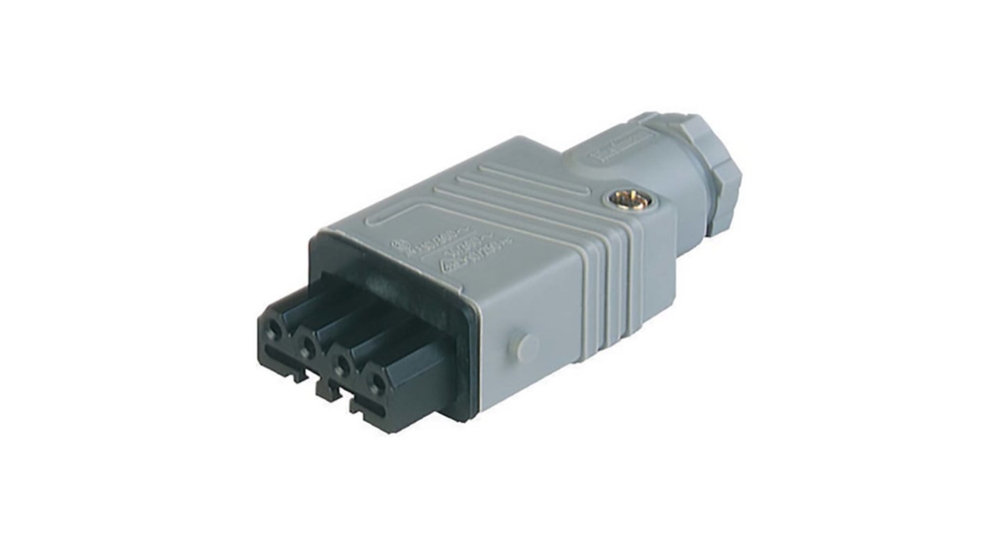 Conector de potencia industrial Hembra, Formato 4+PE, Orientación Recto, ST, Gris, 230 V, 400 V, 10A, IP54