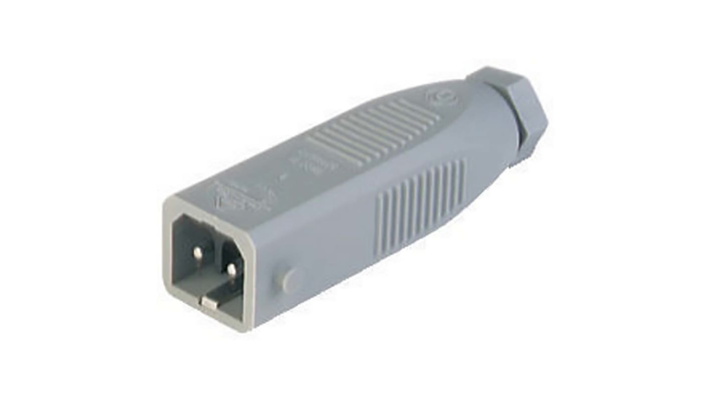 Conector de potencia industrial, Formato 2P + E, Orientación Recto, ST, Gris, 230 V, 16A, IP54