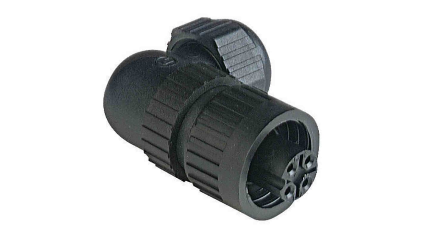 Conector de potencia industrial, Formato 3 + PE, Orientación En Ángulo, CA, Negro, 230 V, 400 V, 10A, IP66, IP67