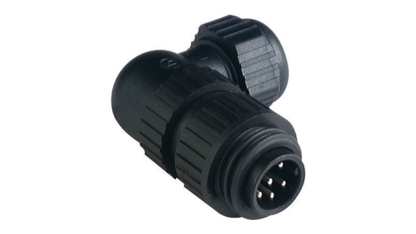 Conector de potencia industrial, Formato 6 + PE, Orientación En Ángulo, CA, Negro, 230 V, 400 V, 10A, IP66, IP67