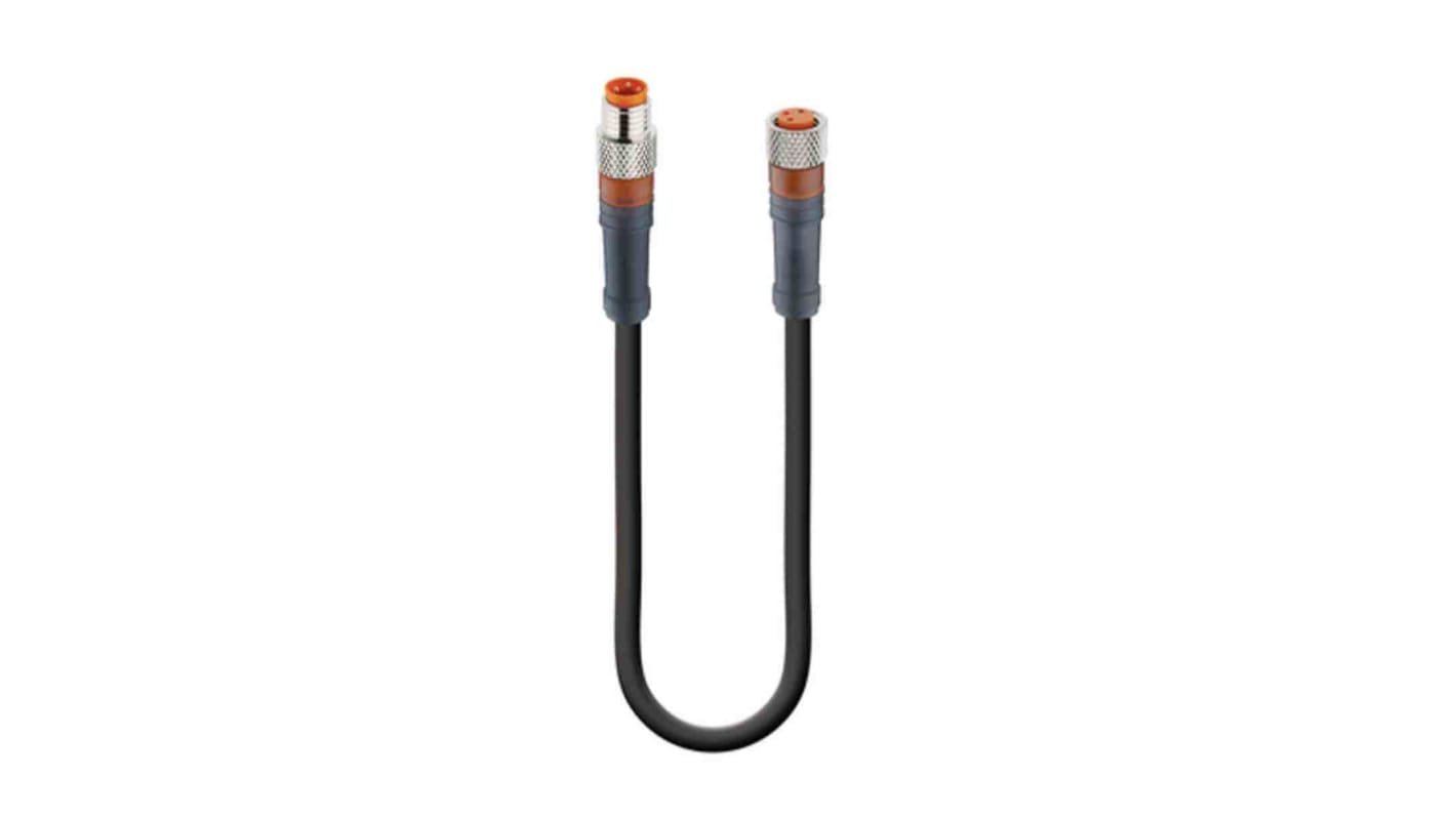 Cable de conexión Lumberg Automation, con. A M8 Macho, 3 polos, con. B M8 Hembra, 3 polos, long. 8m, 60 V, 4 A, IP65,