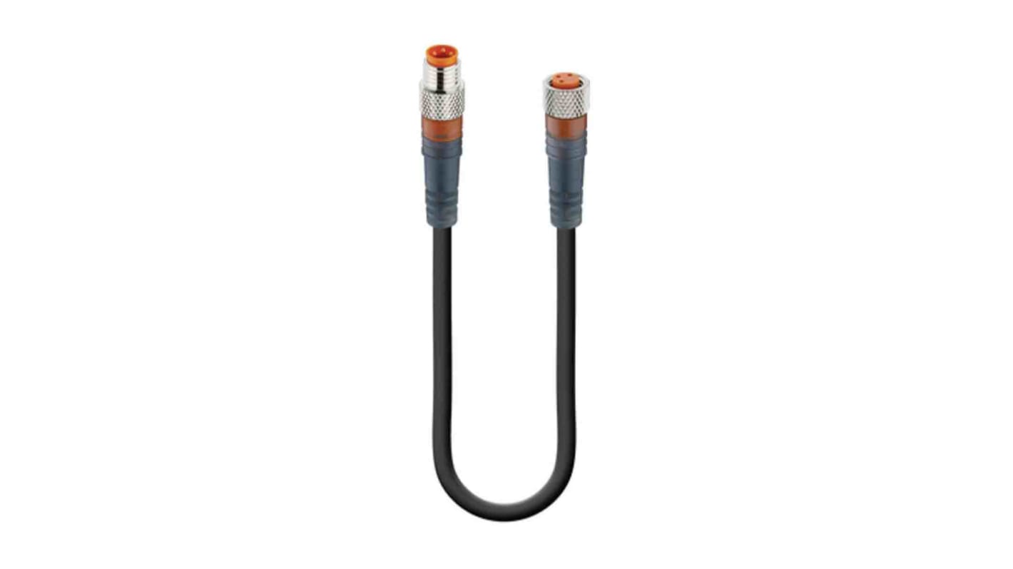 Cable de conexión Lumberg Automation, con. A M8 Macho, 3 polos, con. B M8 Hembra, 3 polos, cod.: A, long. 5m, 60 V,