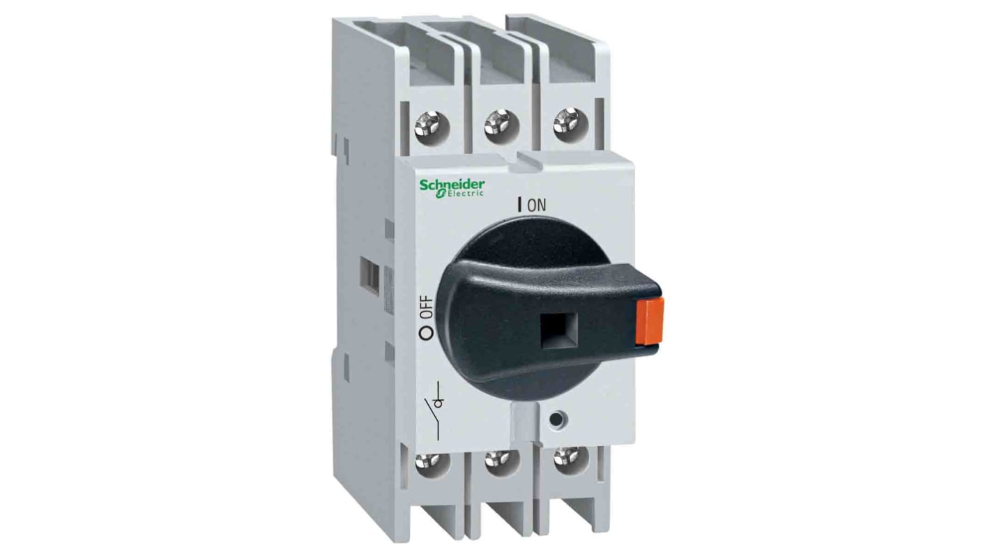 Schneider Electric 3P Pole DIN Rail Isolator Switch - 25A Maximum Current, 22kW Power Rating, IP20