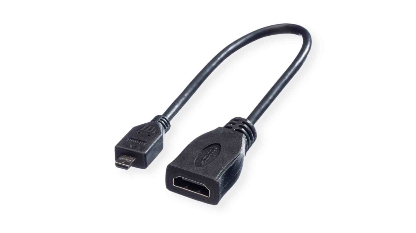 Sestava smíšených kabelů KVM, A: HDMI 19, zásuvka, B: Micro HDMI B samec 150mm, Černá