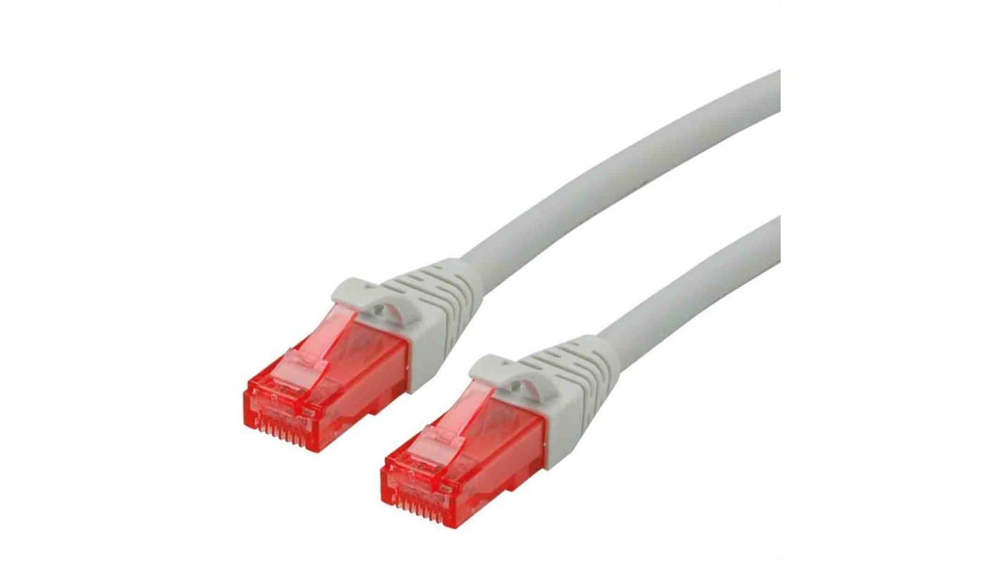 Cable Ethernet Cat6 U/UTP Roline de color Gris, long. 300mm, funda de LSZH, Libre de halógenos y bajo nivel de humo