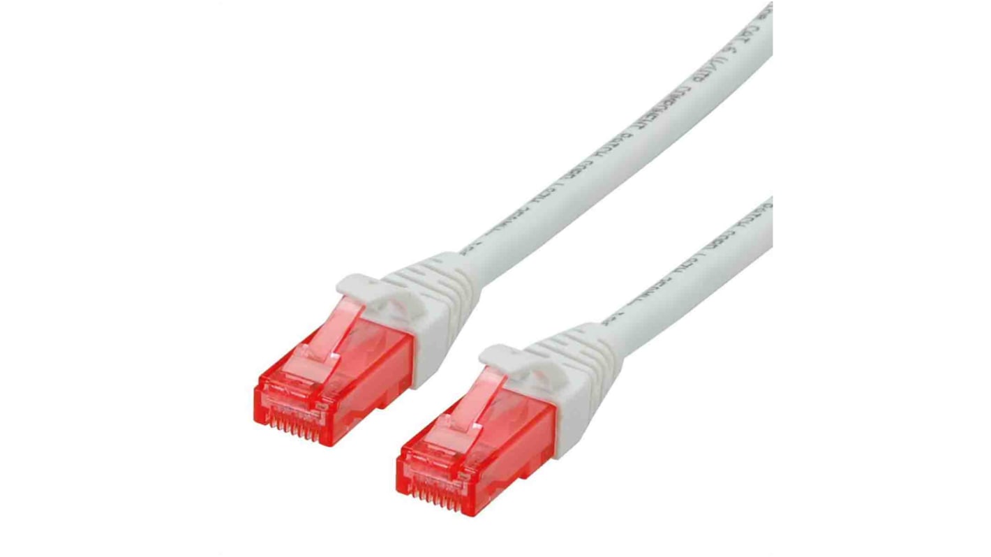 Roline Cat6 Male RJ45 to Male RJ45 Ethernet Cable, U/UTP, White LSZH Sheath, 300mm, Low Smoke Zero Halogen (LSZH)