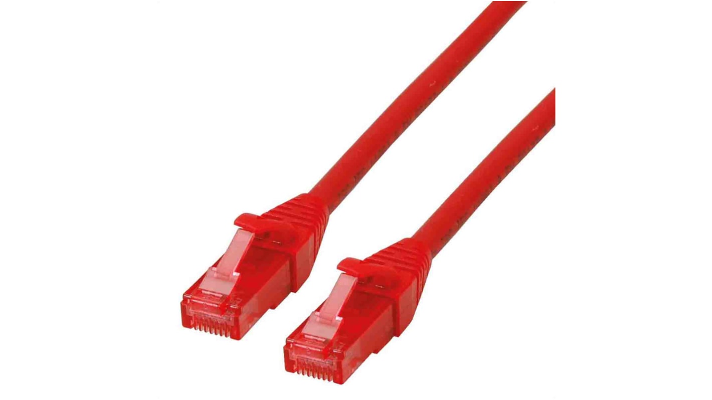 Roline Cat6 Male RJ45 to Male RJ45 Ethernet Cable, U/UTP, Red LSZH Sheath, 0.5m, Low Smoke Zero Halogen (LSZH)