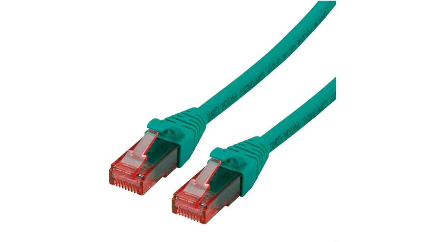 Roline Cat6 Male RJ45 to Male RJ45 Ethernet Cable, U/UTP, Green LSZH Sheath, 0.5m, Low Smoke Zero Halogen (LSZH)