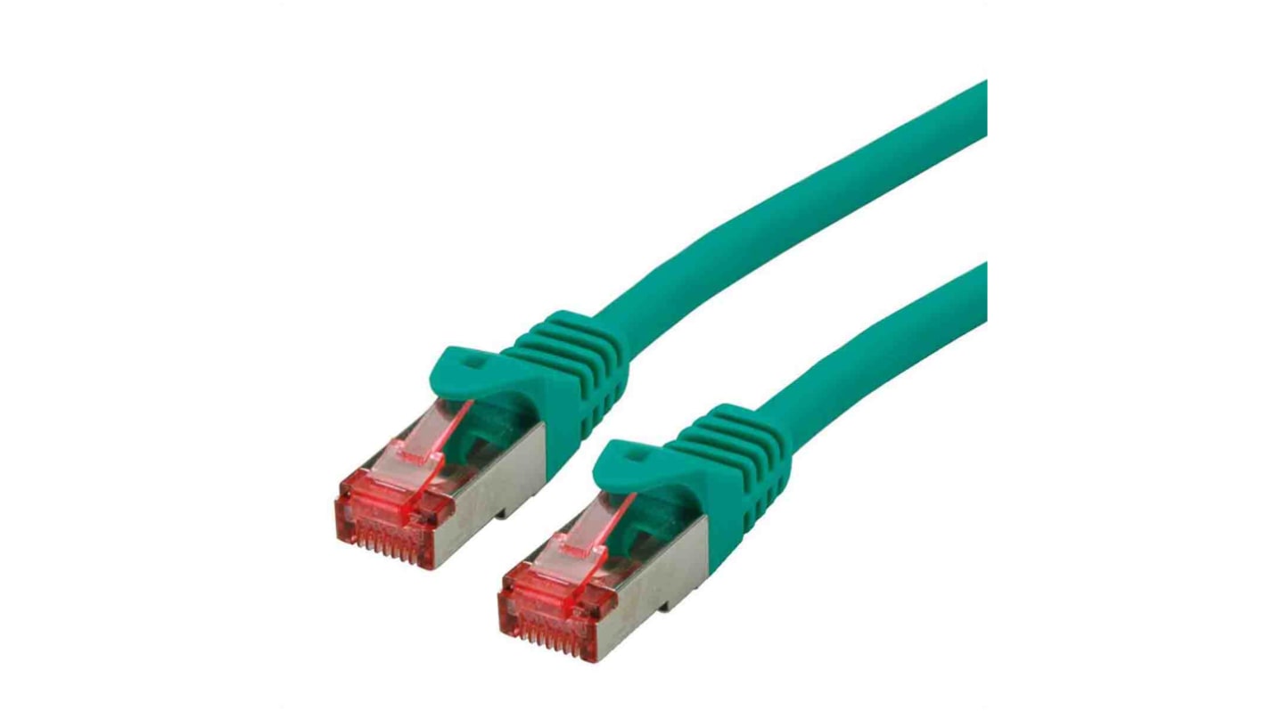 Cable Ethernet Cat6 S/FTP Roline de color Verde, long. 300mm, funda de LSZH, Libre de halógenos y bajo nivel de humo