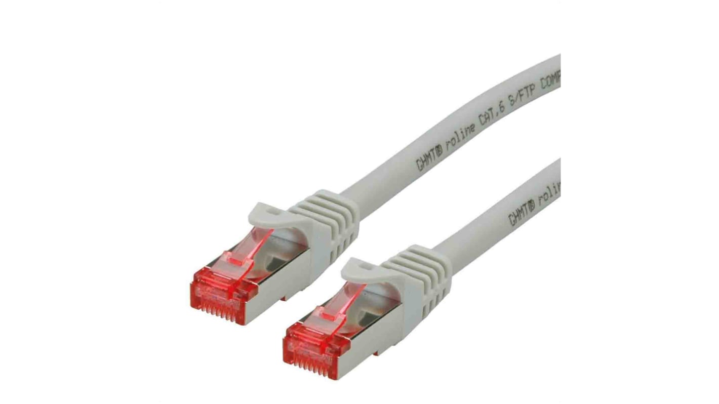 Roline Cat6 Male RJ45 to Male RJ45 Ethernet Cable, S/FTP, Grey LSZH Sheath, 0.5m, Low Smoke Zero Halogen (LSZH)