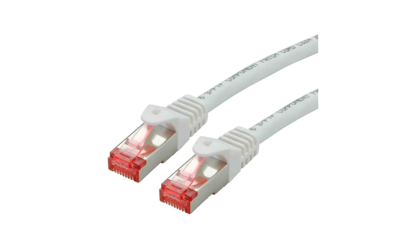 Cable Ethernet Cat6 S/FTP Roline de color Blanco, long. 0.5m, funda de LSZH, Libre de halógenos y bajo nivel de humo