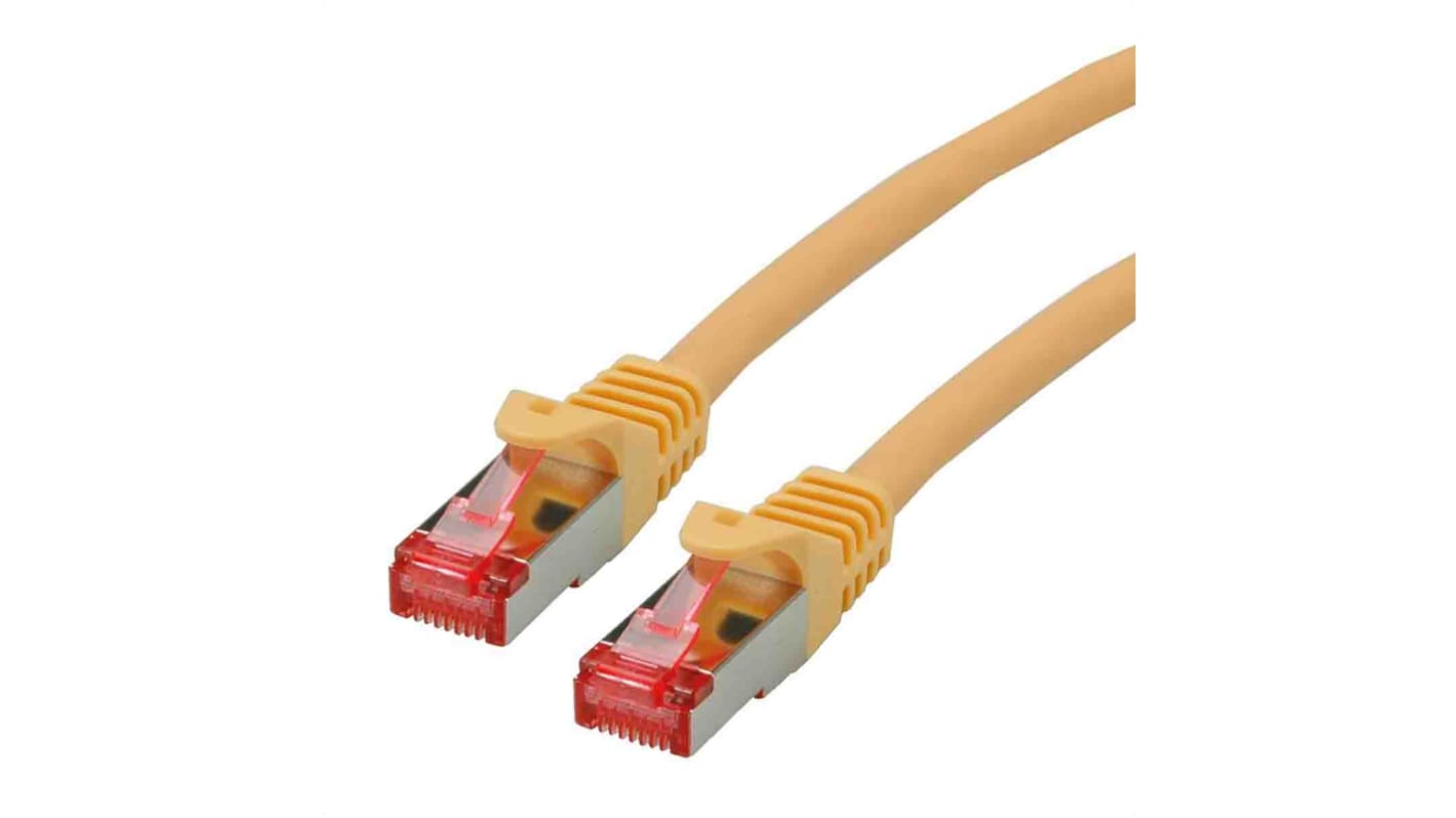 Cable Ethernet Cat6 S/FTP Roline de color Amarillo, long. 15m, funda de LSZH, Libre de halógenos y bajo nivel de humo