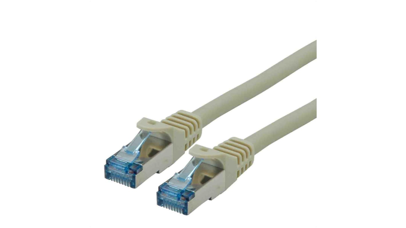 Roline Cat6a Male RJ45 to Male RJ45 Ethernet Cable, S/FTP, Grey LSZH Sheath, 300mm, Low Smoke Zero Halogen (LSZH)