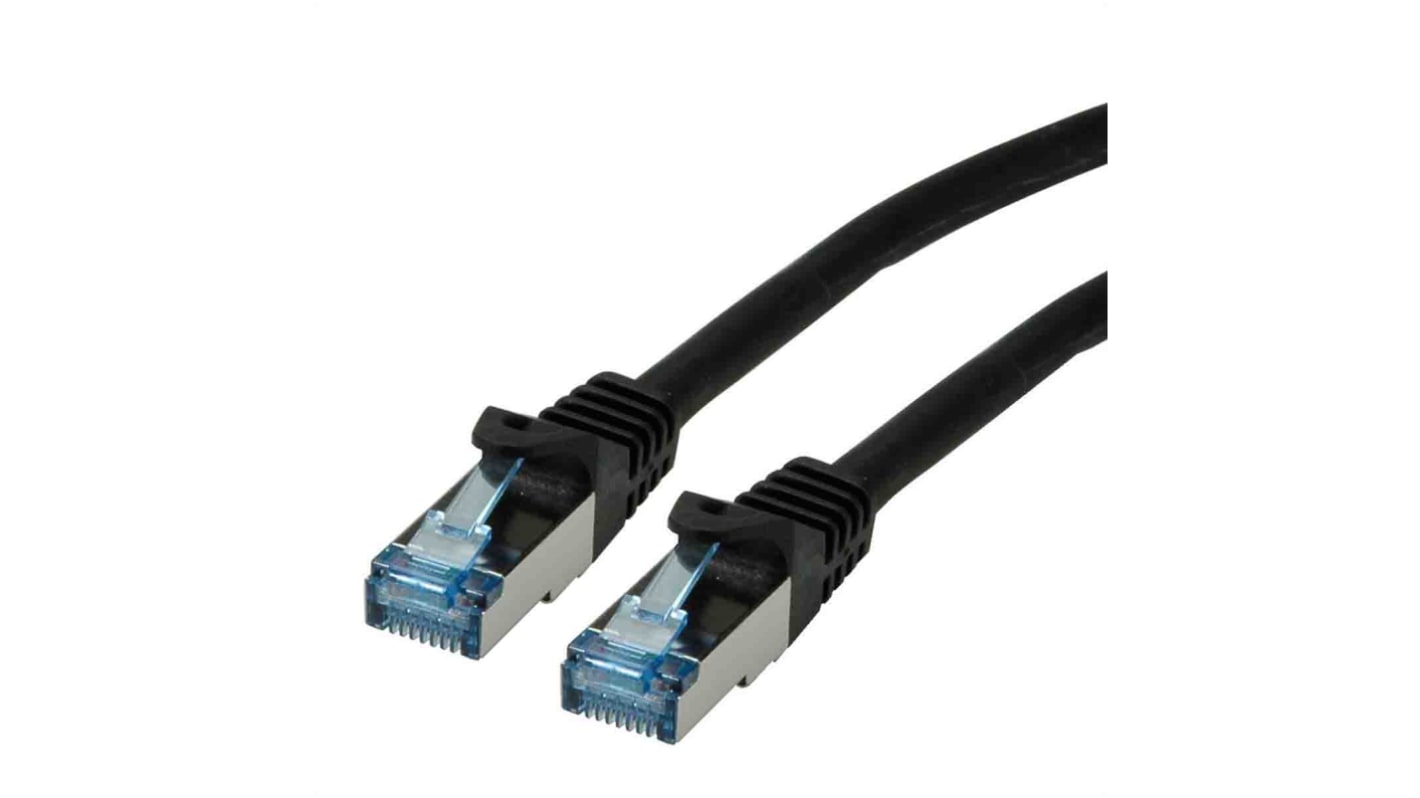 Roline Cat6a Male RJ45 to Male RJ45 Ethernet Cable, S/FTP, Black LSZH Sheath, 300mm, Low Smoke Zero Halogen (LSZH)