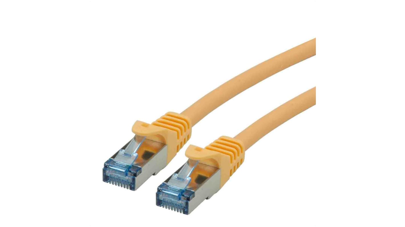 Roline Cat6a Male RJ45 to Male RJ45 Ethernet Cable, S/FTP, Yellow LSZH Sheath, 0.5m, Low Smoke Zero Halogen (LSZH)