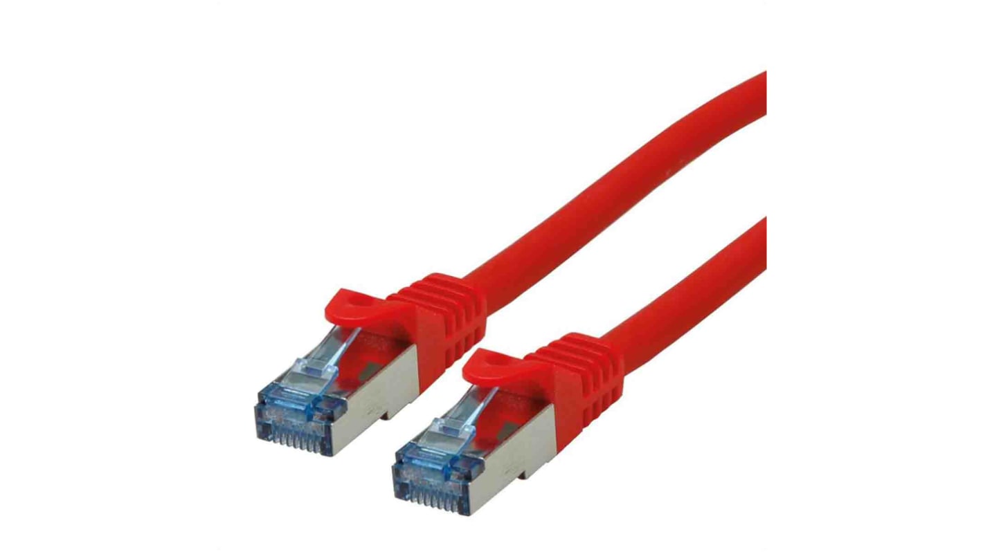 Roline Cat6a Male RJ45 to Male RJ45 Ethernet Cable, S/FTP, Red LSZH Sheath, 1m, Low Smoke Zero Halogen (LSZH)