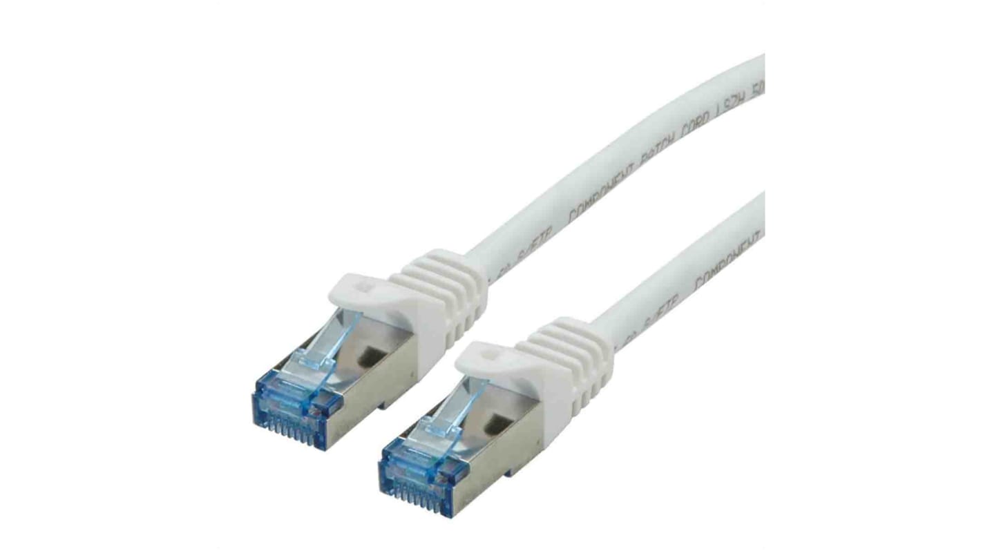 Roline Ethernetkabel Cat.6a, 2m, Weiß Patchkabel, A RJ45 S/FTP Stecker, B RJ45, LSZH