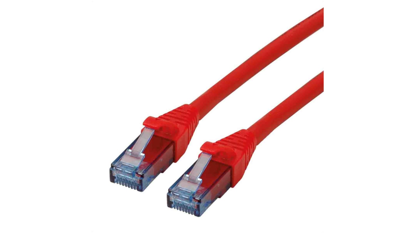 Roline Cat6a Male RJ45 to Male RJ45 Ethernet Cable, UTP, Red LSZH Sheath, 300mm, Low Smoke Zero Halogen (LSZH)