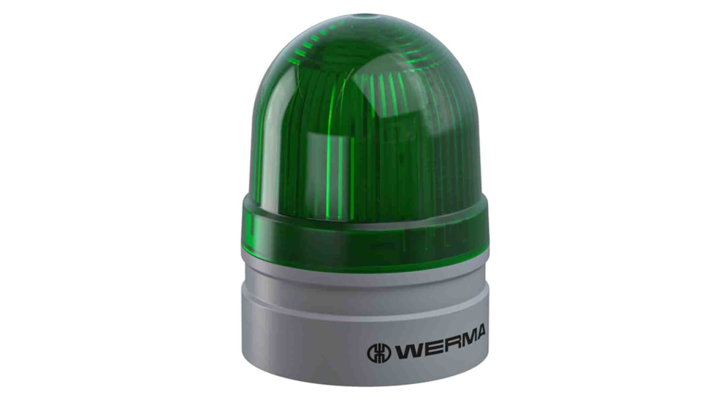 Werma EvoSIGNAL Mini Series Green Blinking Beacon, 24 V, Base Mount, LED Bulb, IP66