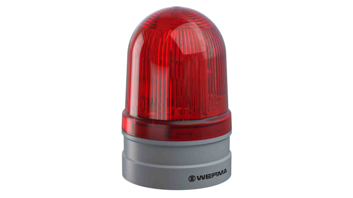 Werma EvoSIGNAL Midi Series Red Multiple Effect Beacon, 12 V, 24 V, Base Mount, LED Bulb, IP66