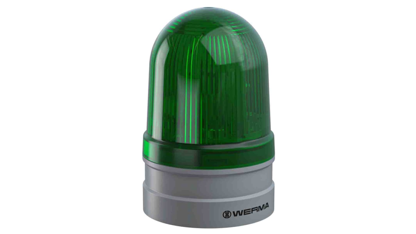 Werma EvoSIGNAL Midi Series Green Multiple Effect Beacon, 12 V, 24 V, Base Mount, LED Bulb, IP66