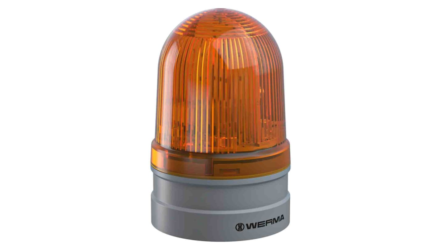 Werma EvoSIGNAL Midi Series Yellow Blinking Beacon, 12 V, 24 V, Base Mount, LED Bulb, IP66