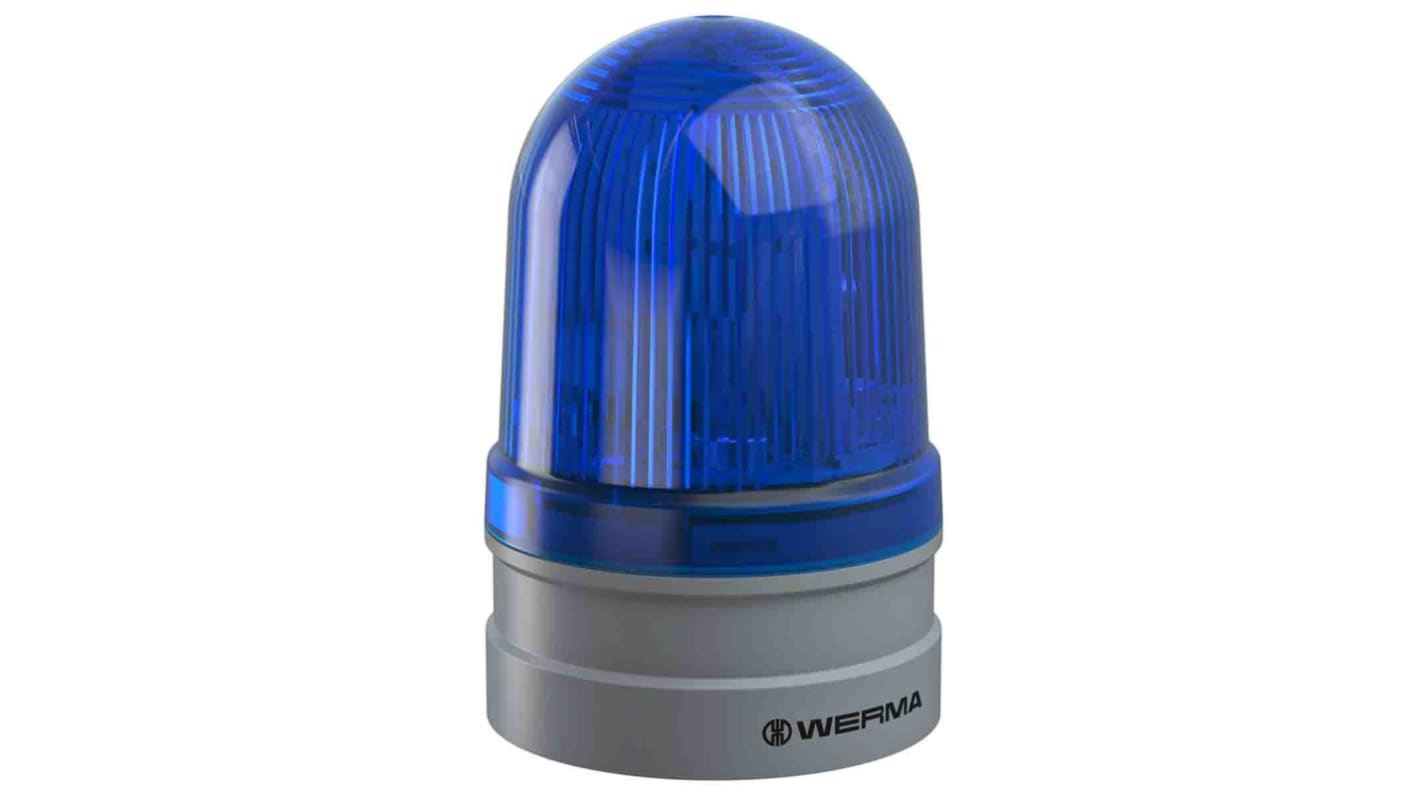 Werma EvoSIGNAL Midi Series Blue Beacon, 12 V, 24 V, Base Mount, LED Bulb