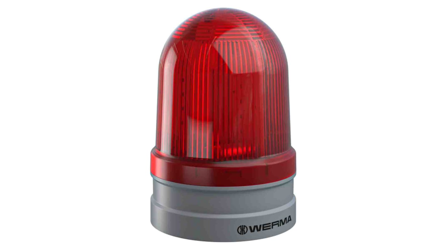 Werma EvoSIGNAL Maxi Series Red Beacon, 12 V, 24 V, Base Mount, LED Bulb