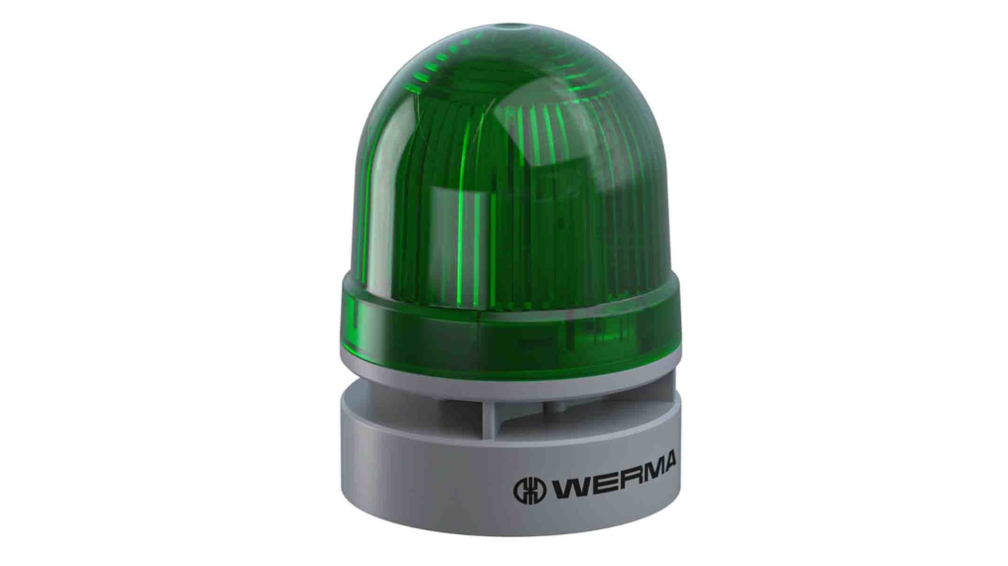 Indicator luminoso y acústico LED Werma EvoSIGNAL Mini, 115 → 230 vac, Verde, Intermitente, 95dB @ 1m, IP66