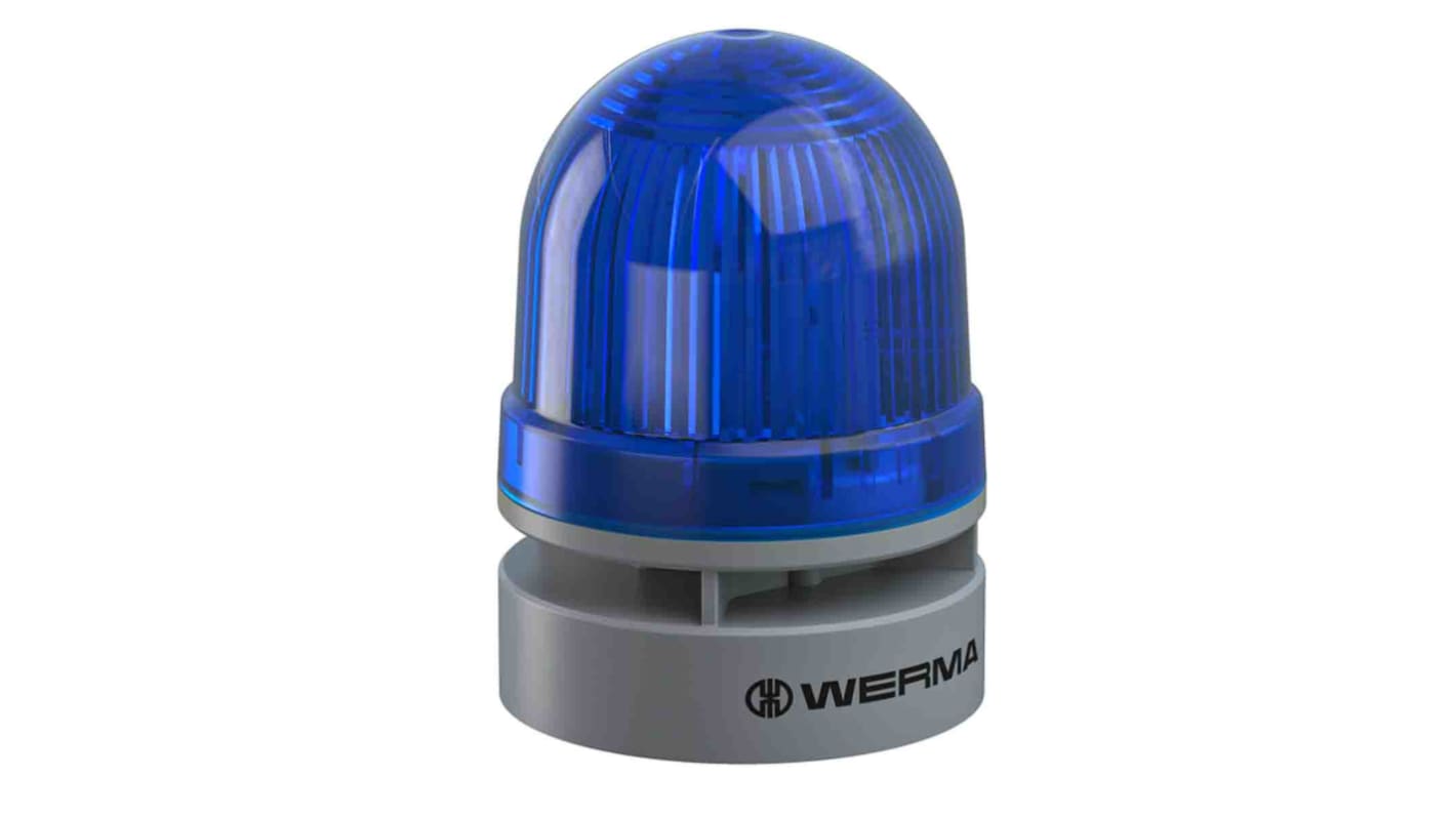 Werma EvoSIGNAL Mini Series Blue Sounder Beacon, 12 V dc, IP66, Base Mount, 95dB at 1 Metre