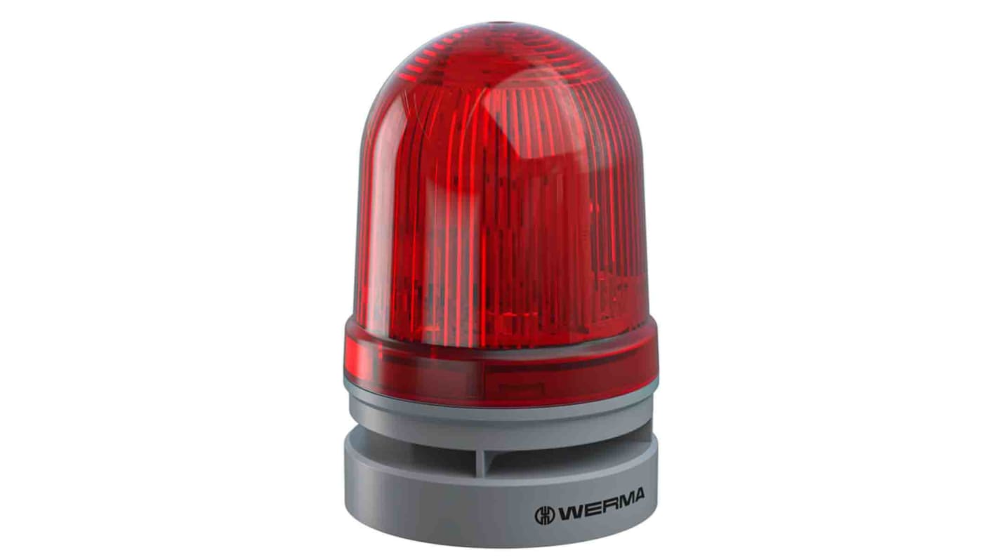 Indicator luminoso y acústico LED Werma EvoSIGNAL Midi, 12 V dc, Rojo, Intermitente, Fijo, 110dB @ 1m, IP66