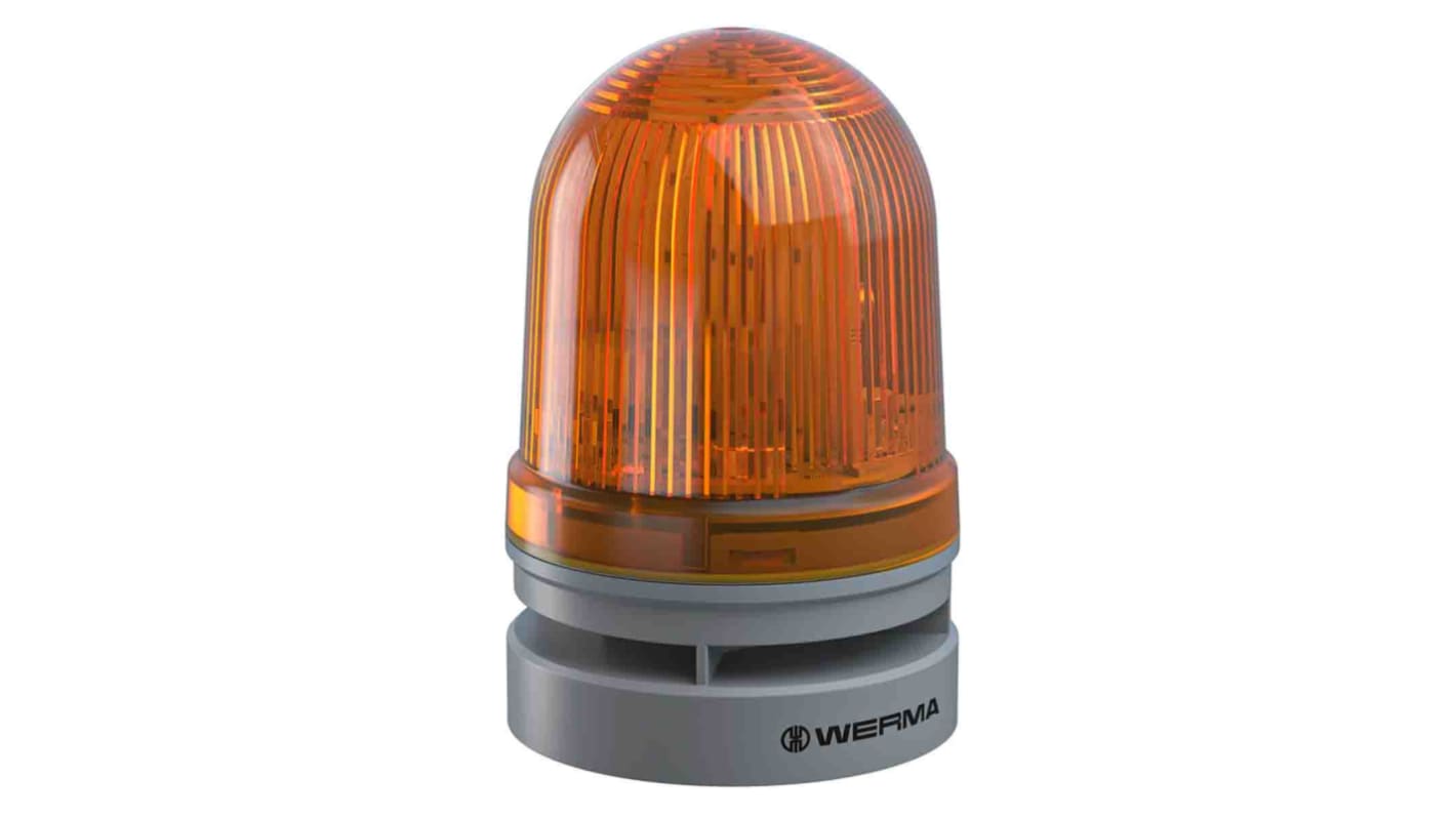 Werma EvoSIGNAL Mini Series Yellow Sounder Beacon, 12 → 24 V ac/dc, IP66, Base Mount, 110dB at 1 Metre