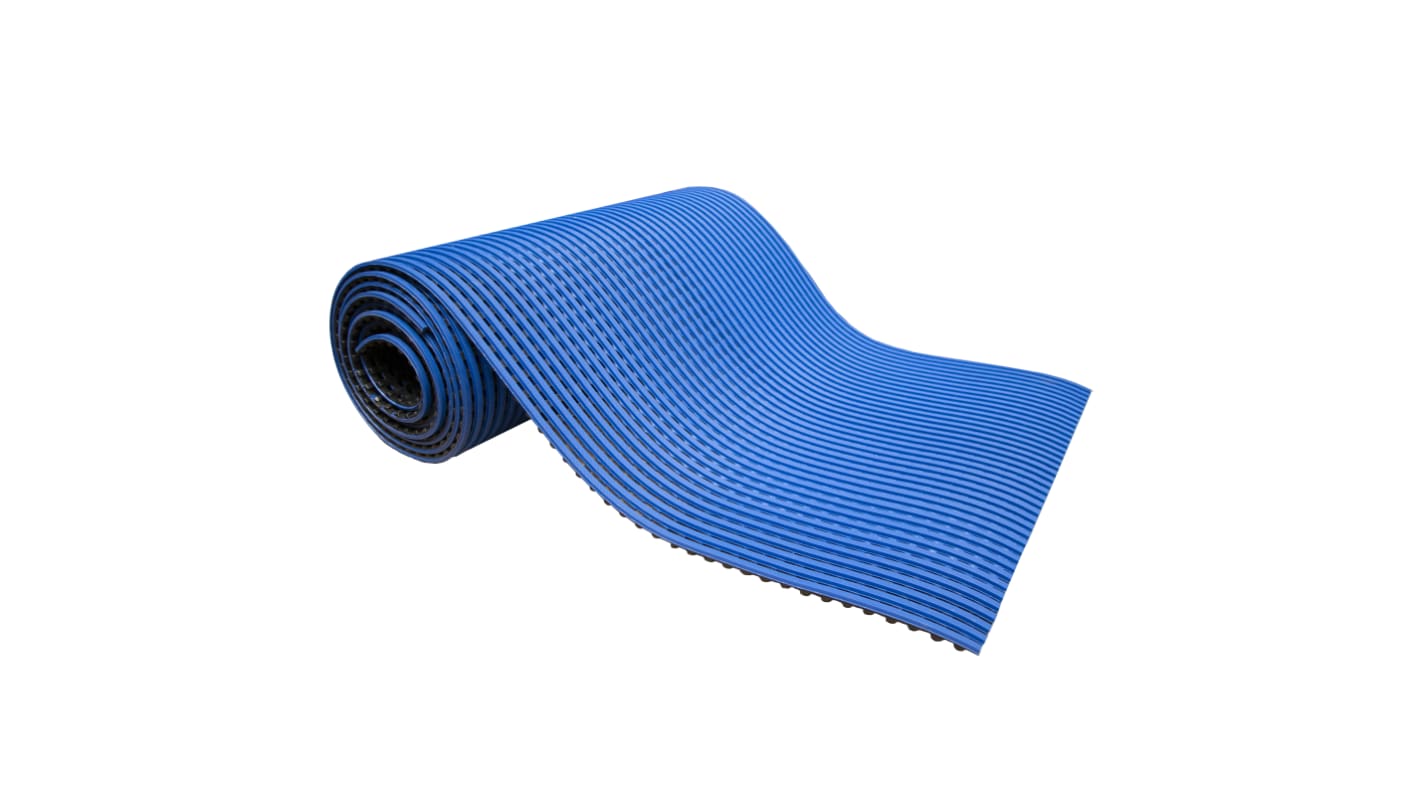 Tappeto antifatica Coba Europe in PVC, 10m x 0.59m x 11.5mm, col. Blu, Antiscivolo