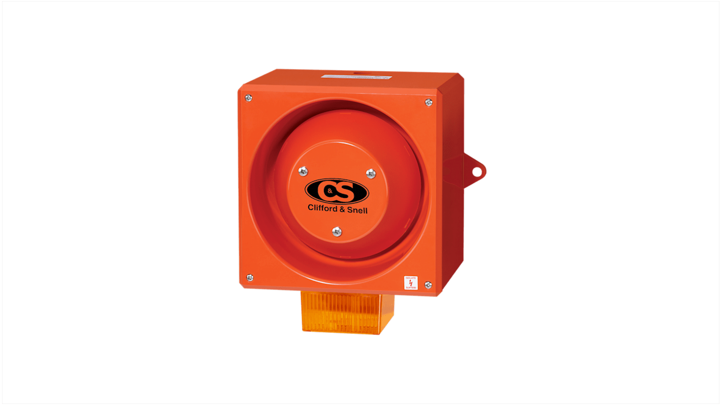 Clifford & Snell YL80 Series Amber Sounder Beacon, 115 V ac, IP66, Side Mount, 116dB at 1 Metre