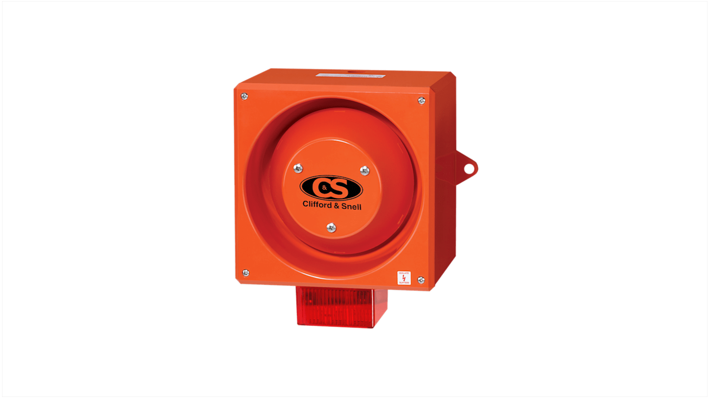 Clifford & Snell YL80 Series Red Sounder Beacon, 24 V dc, IP66, Side Mount, 116dB at 1 Metre