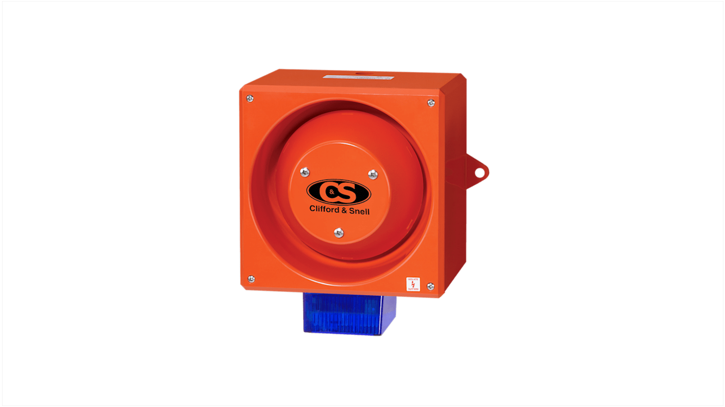 Clifford & Snell YL80 Series Blue Sounder Beacon, 24 V dc, IP66, Side Mount, 116dB at 1 Metre