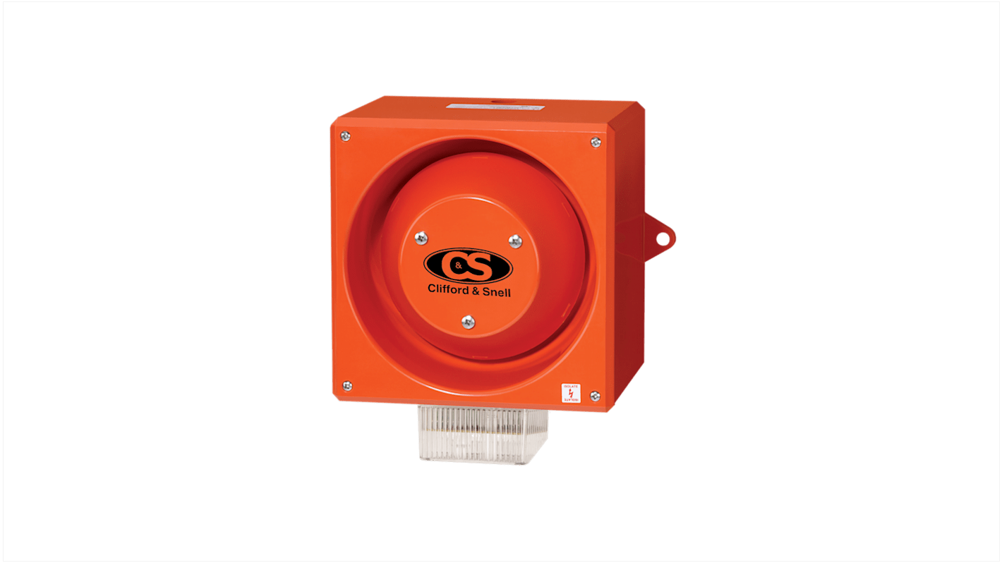 Clifford & Snell YL80 Series Clear Sounder Beacon, 24 V dc, IP66, Side Mount, 116dB at 1 Metre