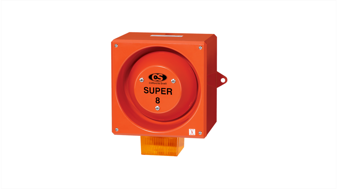 Clifford & Snell YL80 Super Series Amber Sounder Beacon, 230 V, IP66, Side Mount, 120dB at 1 Metre