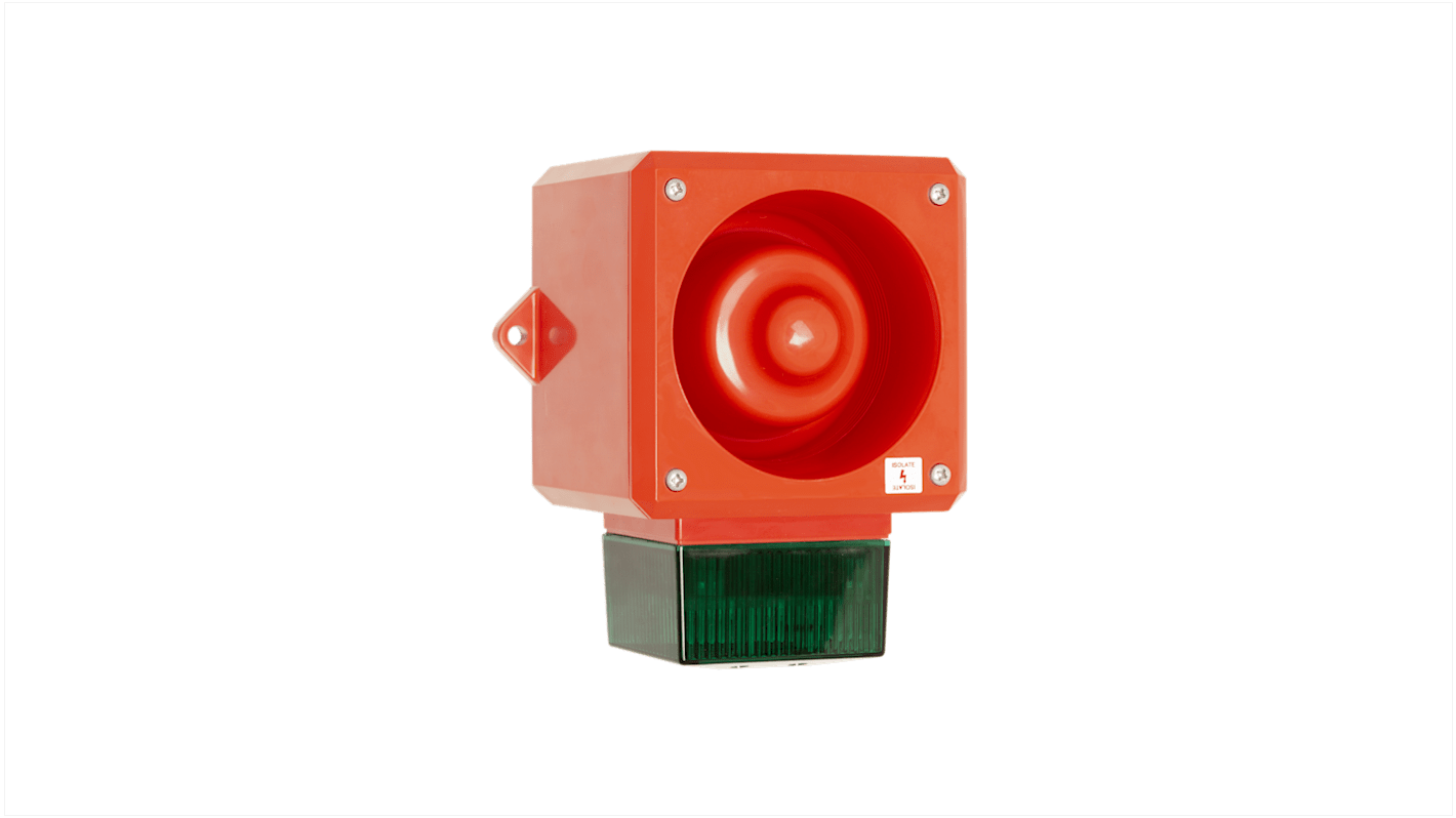 Clifford & Snell YL5IS Series Green Sounder Beacon, 12 → 24 V dc, IP65, Fixed Mount, 105dB at 1 Metre