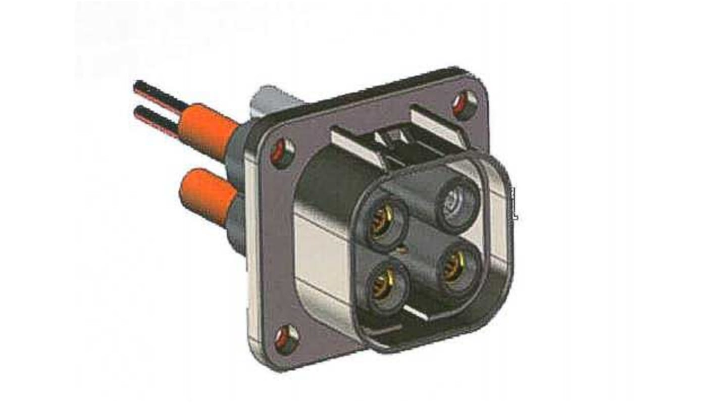 Conector de potencia Amphenol Industrial PL084X Hembra a Macho de 4 vías, 1,0 kV, 45A, Montaje de Cable