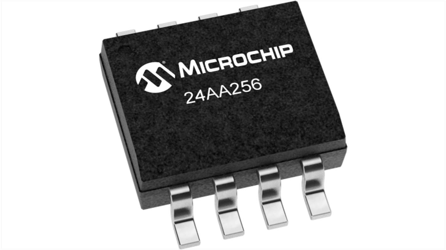 AEC-Q100 Chip de memoria EEPROM 24AA256T-I/SN Microchip, 256kbit, 32k x, 8bit, Serie I2C, 900ns, 8 pines SOIC