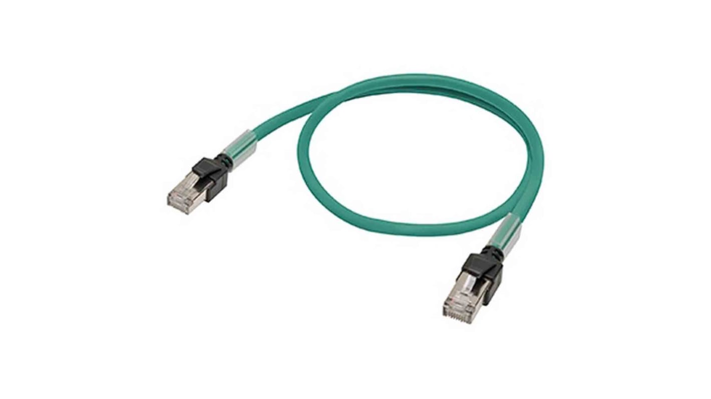 Omron Cat6a Male RJ45 to Male RJ45 Ethernet Cable, Green, 300mm, Low Smoke Zero Halogen (LSZH)