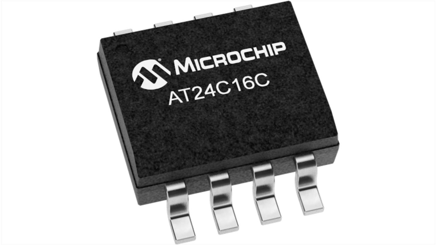 Chip de memoria EEPROM AT24C16C-SSHM-T Microchip, 16kbit, 2k x, 8bit, Serie I2C, 550ns, 8 pines SOIC