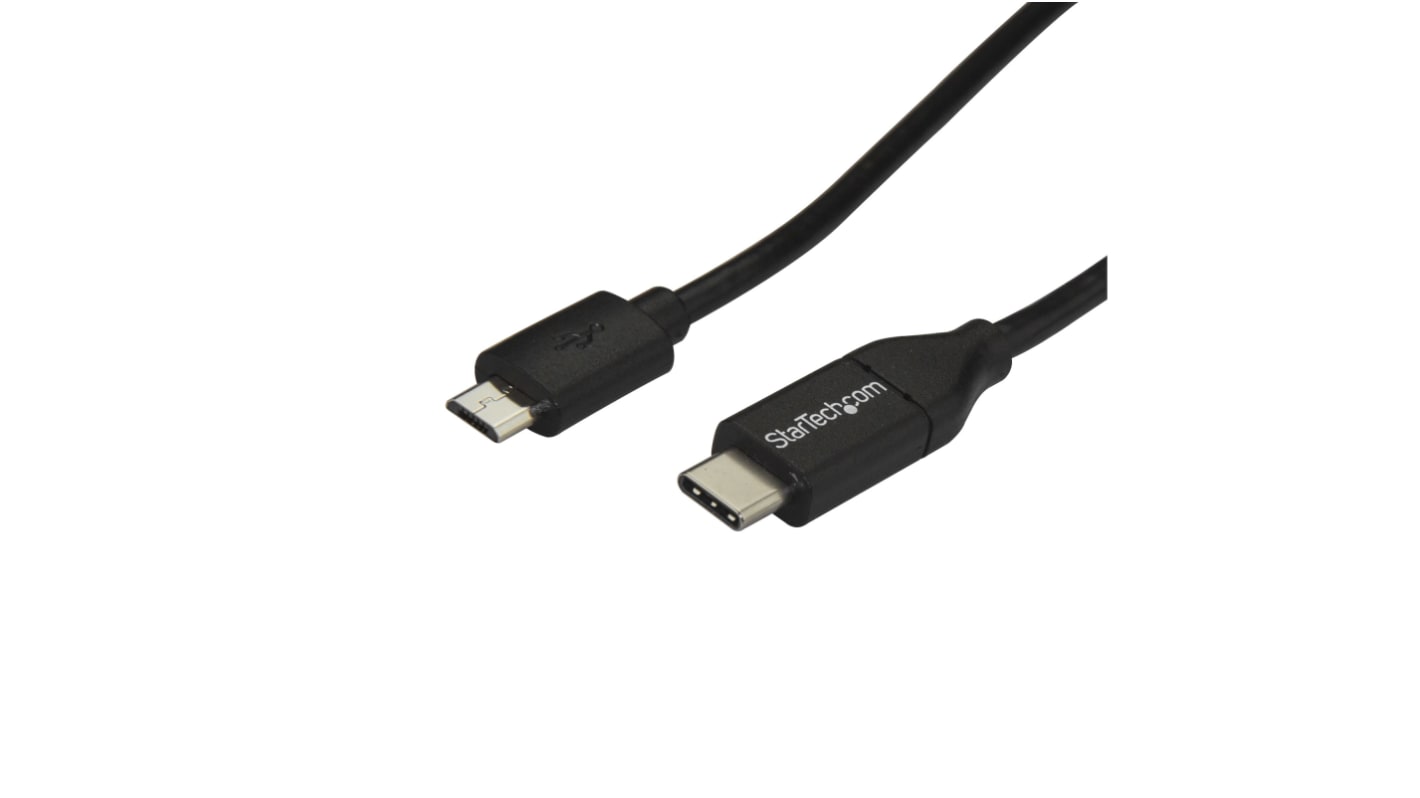 Cable USB 2.0 Startech, con A. USB C Macho, con B. Micro USB B Macho, long. 1m, color Negro