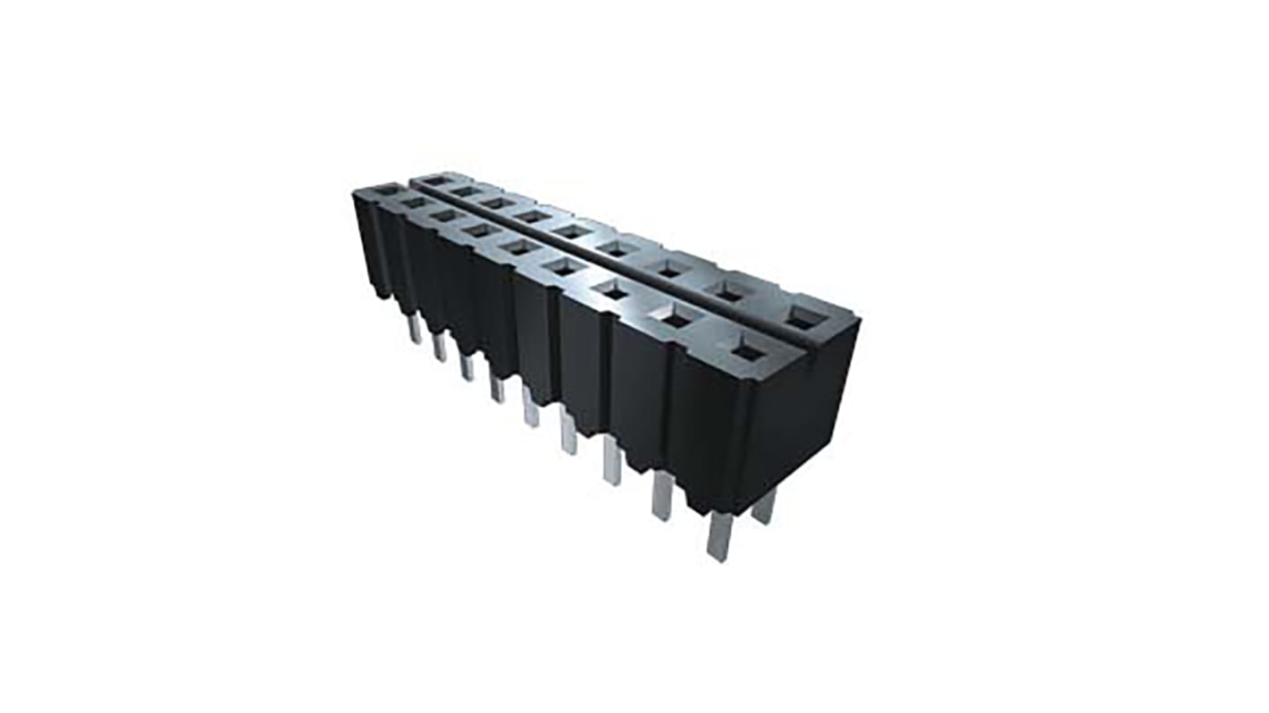 Samtec CES Series Straight Through Hole Mount PCB Socket, 10-Contact, 2-Row, 2.54mm Pitch, Solder Termination