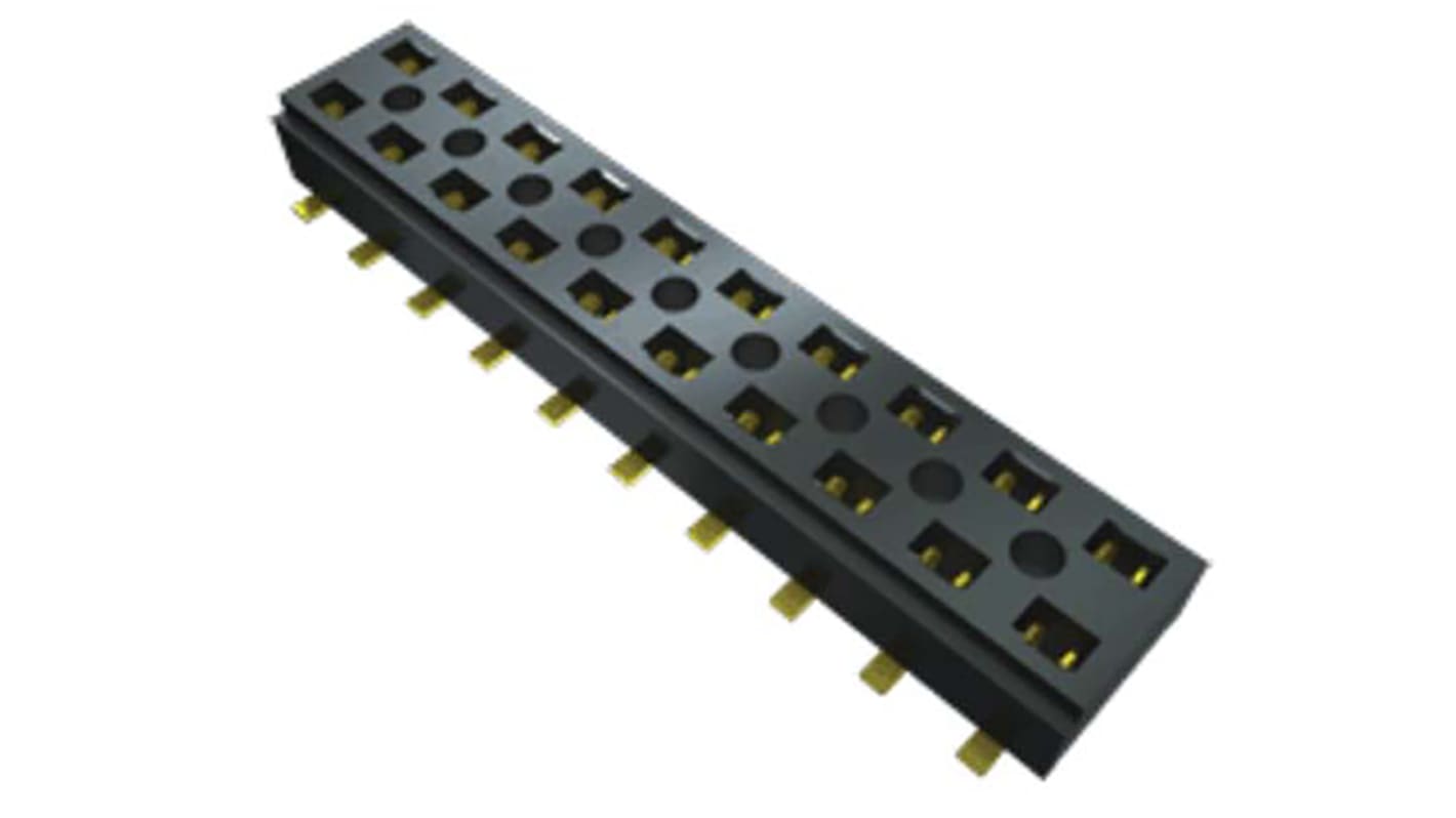 Conector hembra para PCB Samtec serie CLT, de 20 vías en 2 filas, paso 2mm, Montaje Superficial, para soldar