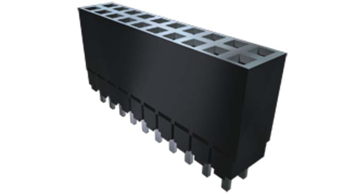 Samtec ESW Series Straight Through Hole Mount PCB Socket, 5-Contact, 2-Row, 2.54mm Pitch, Solder Termination