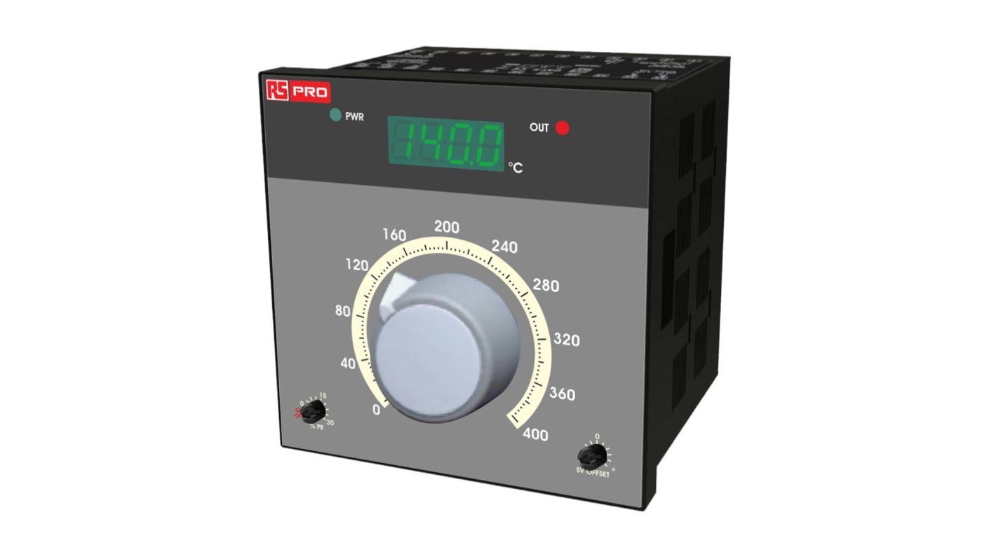 RS PRO On/Off Temperature Controller, 96mm 1 Input, 2 Output Analogue Relay, 230 V ac Supply Voltage