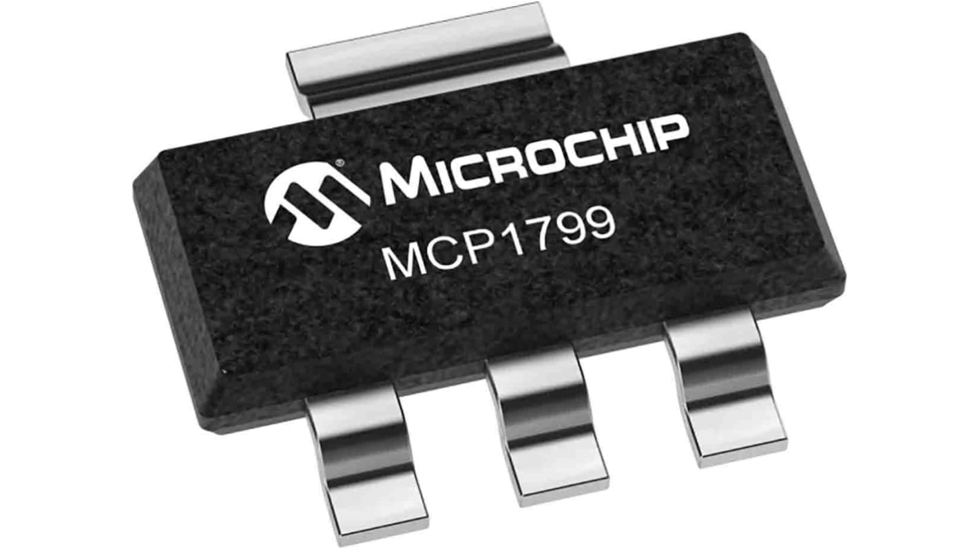 Microchip 電圧レギュレータ 低ドロップアウト電圧 3.3 V、5 V, 3-Pin, MCP1799T-3302H/DB