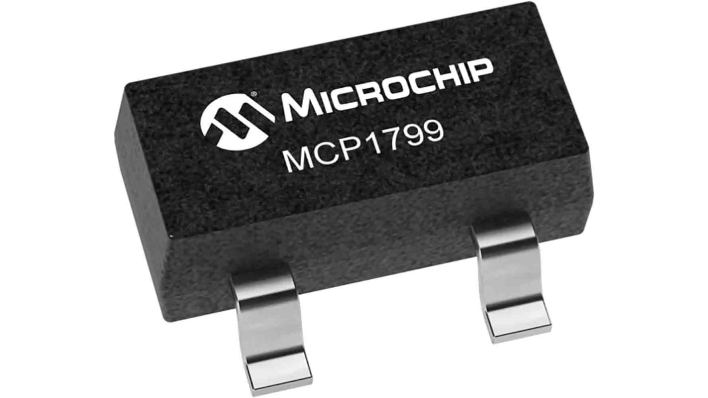 Microchip 電圧レギュレータ 低ドロップアウト電圧 3.3 V, 3-Pin, MCP1799T-3302H/TT